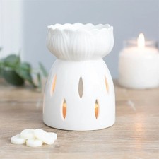 Image of White Gloss Lotus Flower Oil Burner. Home Fragrance Gift