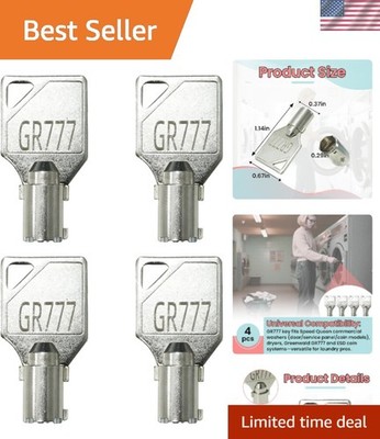 Corrosion-Resistant GR777 Tubular Keys - 4 Pack for Laundry Professionals