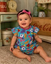 Vintage RARE Disney Minnie Mickey Fruit Print 2 Piece Cotton Set Sz 6-9 Months