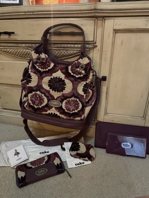 CAKE By Petunia PickleBottom LOT Diaper Bag Rare PURPLE Satchel/Backpack EUC