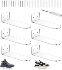 Littlecatch 6 Pack Transparent Acrylic Wall Mounted Floating Shoe Rack Shelves