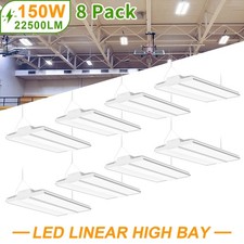 8 PACK 150W LED Linear High Bay Light Fixture for Garage Factory Shop Warehouse