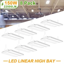8 PACK 150W LED Linear High Bay Light Fixture for Garage Factory Shop Warehouse