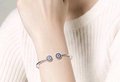 Sale! Radiant Starlight 925 Sterling Silver Bangle With Zircon Stones 