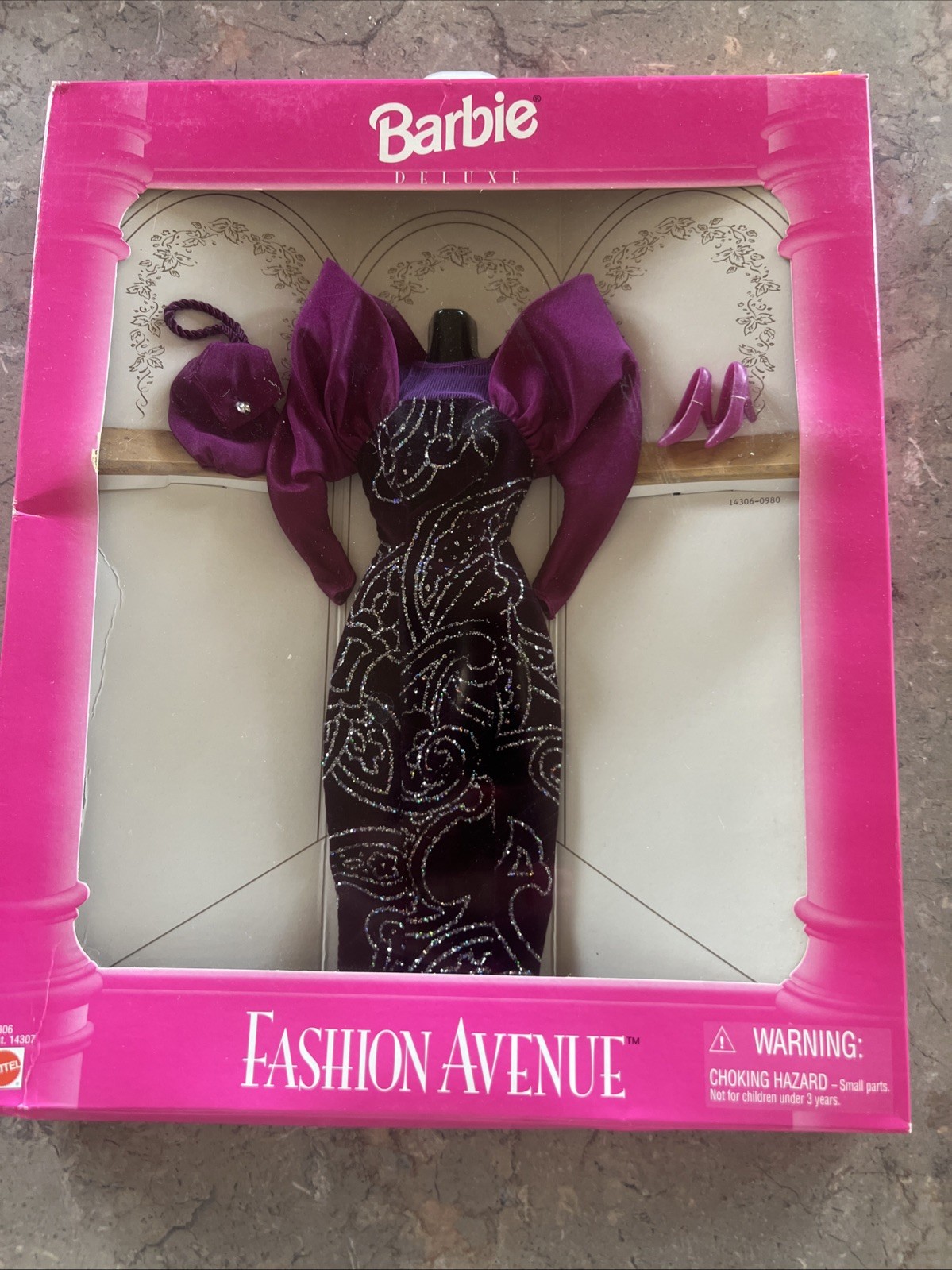 Vintage 1995 Mattel Barbie Deluxe Fashion Avenue Purple Evening Gown