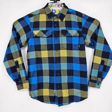 Columbia Shirt Mens Small Blue Plaid Omni Wick Button Up Outdoors Long Sleeve