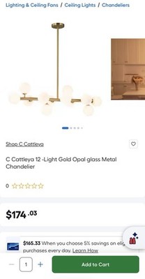 Cattleya 12 -Light Gold Opal glass Metal Chandelier | BRAND NEW IN BOX