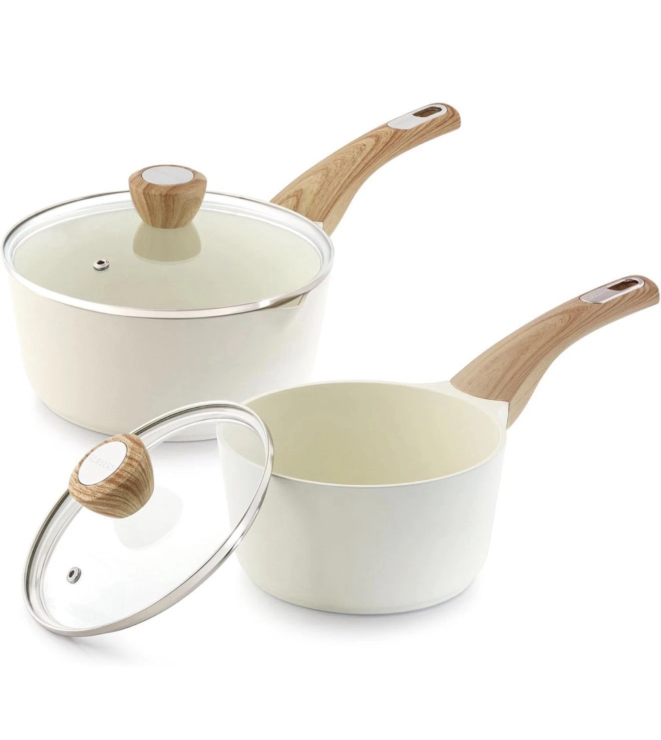1.5 & 2.5 Quart Ceramic Sauce Pan Sets with Lid, Cooking Pots Set, Nonstick Set
