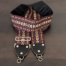 Vtg 70s 80s Woven Camera Strap Hippie Boho Geometric Red Black Aztec 40"