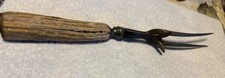 Antique Meat Carving Serving Fork Antler Stag...
