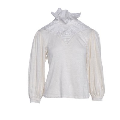 Claudie Pierlot women's blouse ecru 100% linen lace size 36 S 1 101T1H18 TOP