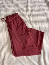Women's Burgundy Stretch High-Rise Cargo Scrub Pants