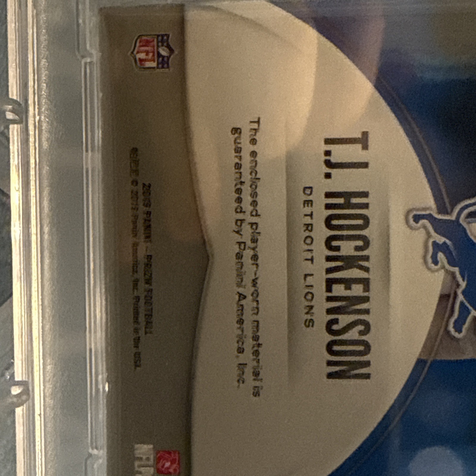 2019 Panini Prizm Premier Jerseys Game-worn Patch PJTJH T.J. Hockenson PSA 8 RC view 5