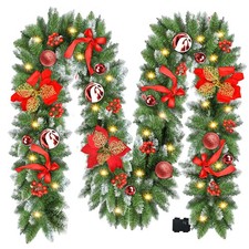 Christmas Garland with Lights, 9FT 30 LED Prelit Christmas Garland for Mantle...