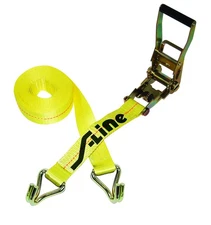 S-Line 557WHK Ratchet Strap Tie Down with Long Wide Handle and J-Hooks, Yello...