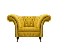 Gelber Chesterfield Einsitzer Moderner Textilsessel Wohnzimmer MöBel