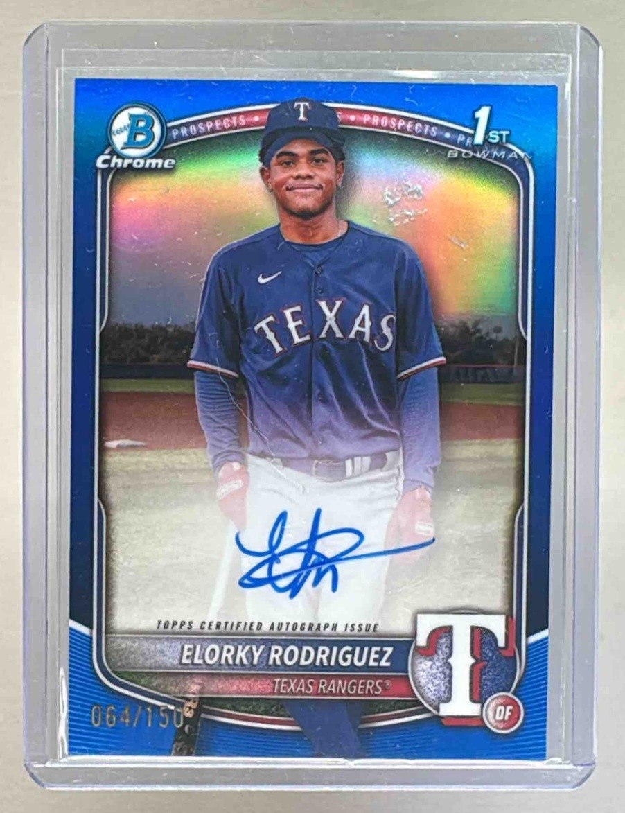 Elorky Rodriguez 2025 Bowman Chrome #CPA-ER Blue Refractor Auto 1st RC /150