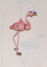 GLASS PINK FLAMINGO ORNAMENT GREAT FOR TREE WINDOW DECORATION