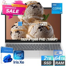 HP Laptop 15.6" FHD Touch PC 10 core Intel i5 4.6 GHz UP TO 32GB RAM 2TB Win Pro