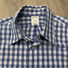 Brooks Brothers Regent Dress Shirt Men's Size Large Blue Check Non Iron Supima