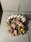 Capidimonte Bouquet 5 Roses Made Italy Porcelain Flowers 8” Round/high Chipped — photo 5