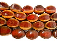 Blue Moon Beads Ceramic Focal Oval 15mm Red Qty:7