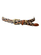 Braided Multicolor Genuine Leather Belt Boho Western Festival Size S/M