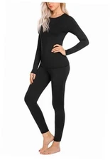  Thermal Underwear for Women Long Johns Sets Base Layer Lightweight Small Black