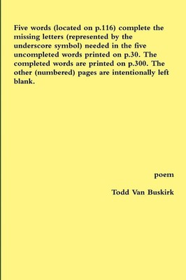 Todd van Buskirk | Five words (located on p.116) complete the missing letters...