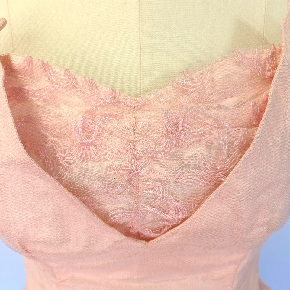 Vintage 50s Cupcake Strapless Dress Size XS S Pink Tulle Fit & Flare Prom Formal - Image 4 of 4
