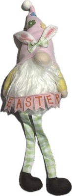 NEW Plush Spring Bunny Gnome Holds Easter Banner Sitting Upright 16'' Length 23''