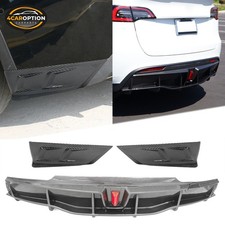 Rear LED Diffuser Lip For 20-24 Tesla Y IKON Carbon Fiber Print W/ Corner Aprons