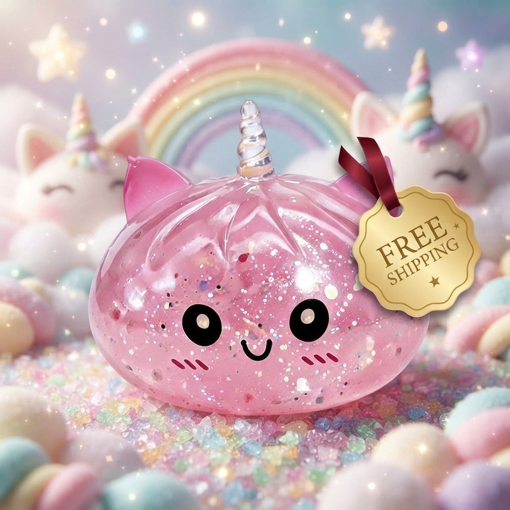 Pink Unicorn Dumpling Squishy 5cm PU Stress Ball Sensory Novelty Toy Gift