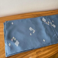 Blue floral kimono, small pattern, silk blend, approx 168cm length, used with mi