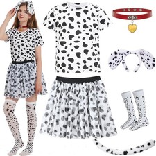 Halloween 101 Dalmatian Costume for WomenAdult Outfit Shirt Headband Ears and...