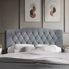 Upholstered Queen Size Headboard Only Gray Adjustable Hgt Diamond Button Tufted
