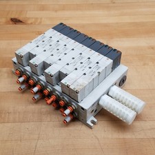 SMC VQ4301-5W, 8 Valve Pneumatic Assembly With Silencers - USED