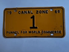 1968 Canal Zone License Plate One Single Digit #1 Governor All Original RARE!!