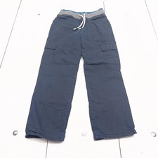 Cat  Jack Cargo Pants Boys Medium 8/10 Blue Drawstring Waist Straight Leg
