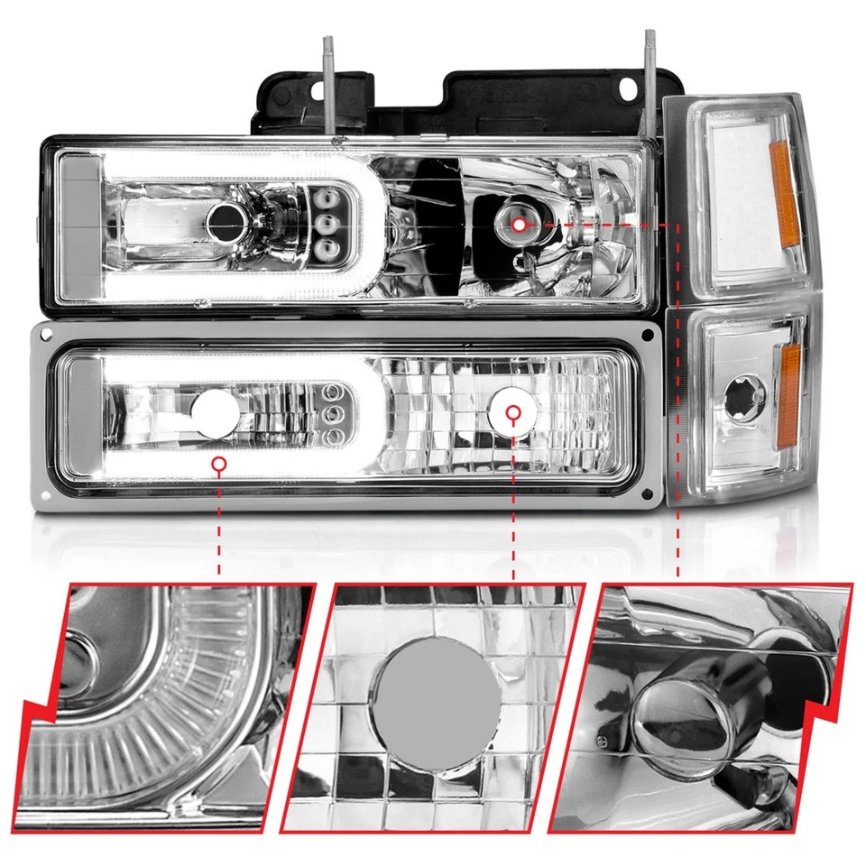 Faro cromado izquierdo y derecho Anzo 111529 para Chevrolet C1500 1988-1998 Foto 3 de 4
