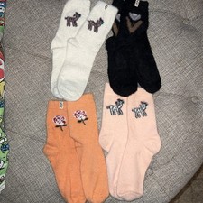 4 UGGS Fuzzy Cozy Socks One Size 4 Pairs Adult Women Multiple Colors and Designs