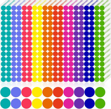 3000 PCS 1/2 Inch Colored Dot Stickers round Color Coding Labels