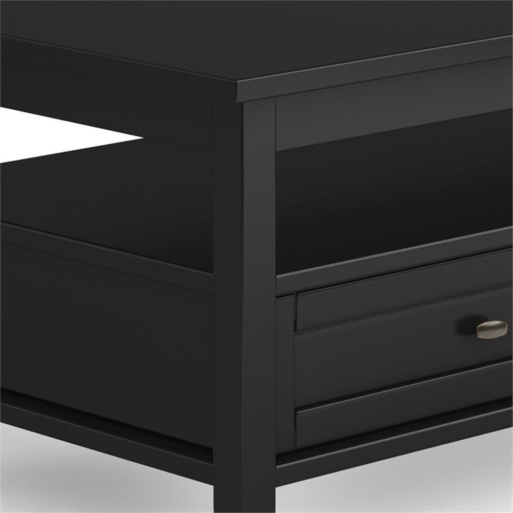 Pemberly Row Warm Shaker Rectangle Transitional Solid Wood Coffee Table in Black