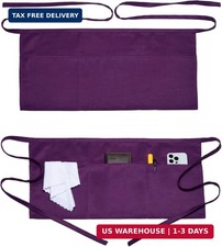 2 Pack Server Apron with 4 Pockets, Waitress Waiter Waist WaterDrop Resistant Sh