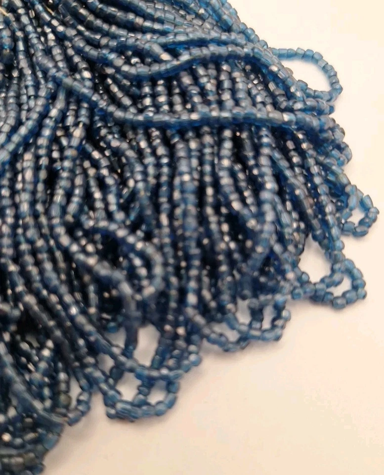 Lote de 3 cuentas de semillas de vidrio antiguas azules, marrones, morados Foto 3 de 4