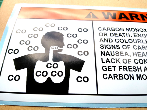 Boat Safety Carbon Monoxide Warning Label – Large Vinyl Hazard Sticker 195mm - Picture 2 of 6