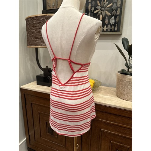 NEW Volcom Women's Medium Tank Top Strappy Back Red Stripes V Neck - Picture 4 of 5