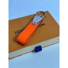 Louis Vuitton Dragonne Key Holder Orange Leather Key Ring w/ Box Made in Italy