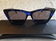 Saint Laurent Blue Havana 53mm Cat Eye Women's Sunglasses New
