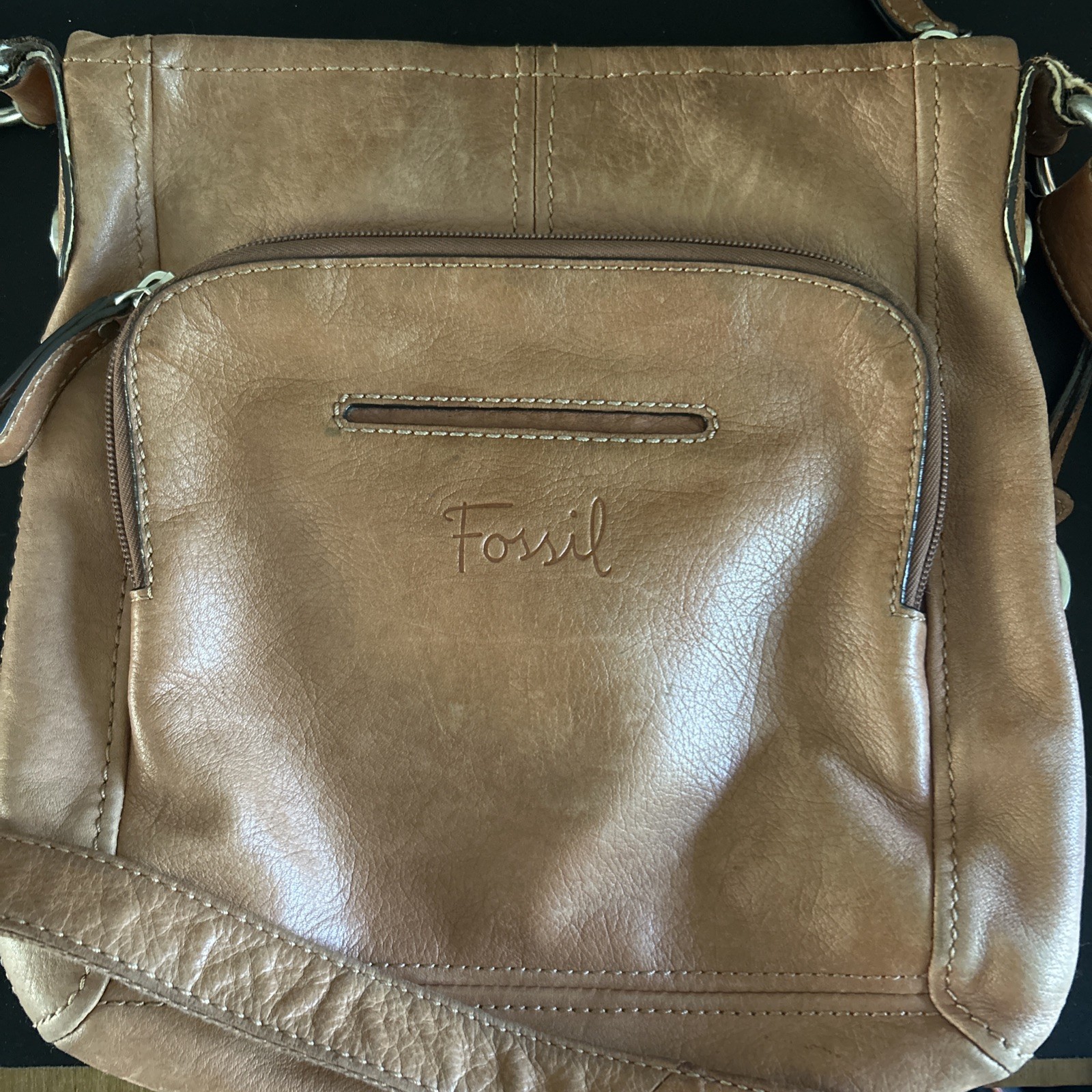 Fossil Purse Womens Brown Leather Shoulder Bag Handbag Satchel Tote